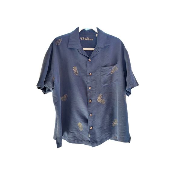 Carribean Size XL Shirt Sleeve Button Up Pineapple Shirt - Picture 1 of 7